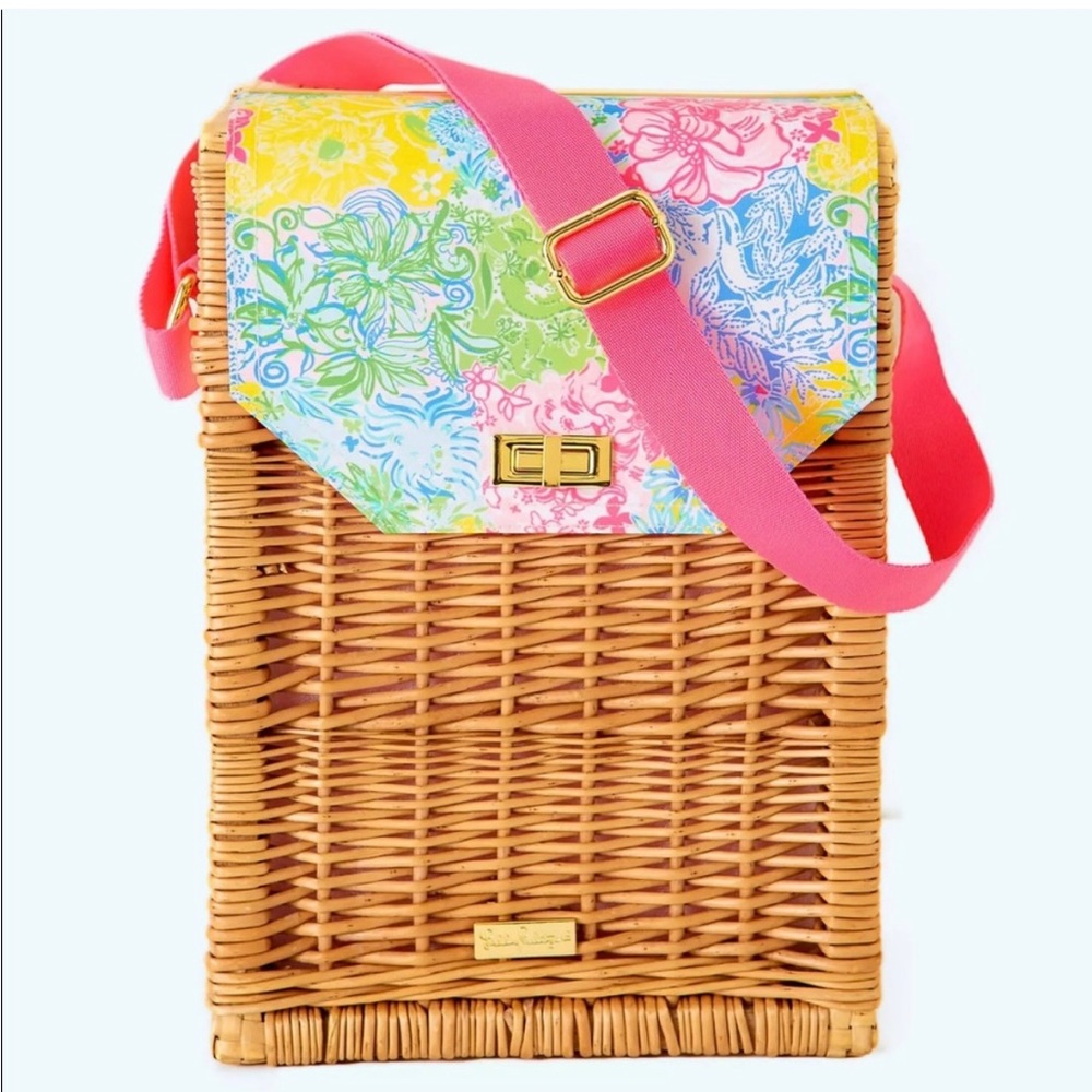 NWT Lilly Pulitzer Wicker Wine Basket